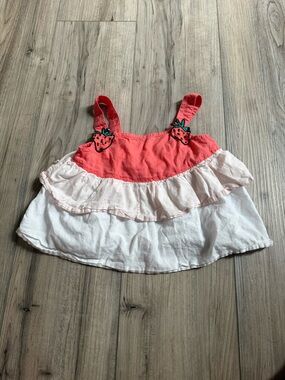 Tucker + Tate Girls Strawberry Tiered Tank Top - Pink & White Size 3